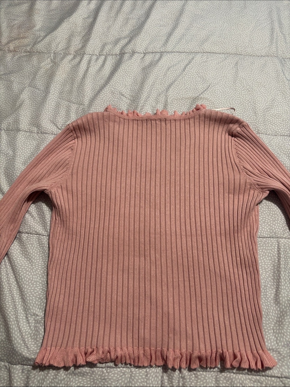 Carolyn Taylor Dusty Pink Ribbed Ruffle Cardigan - Picture 10 of 10